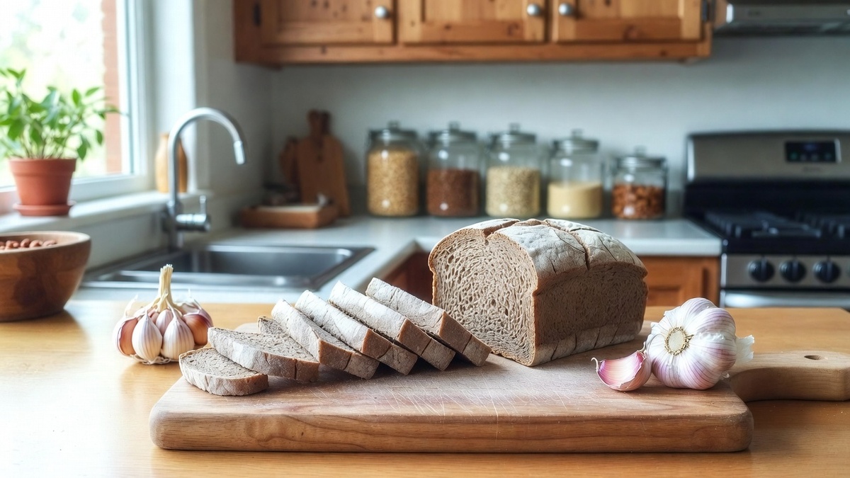 Экспресс-закуска из черствого хлеба с чесноком